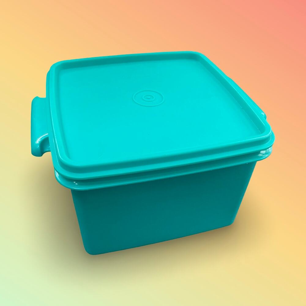 Vintage Tupperware Square Away Sandwich Keeper Container Lid 1674 1363 Teal USA